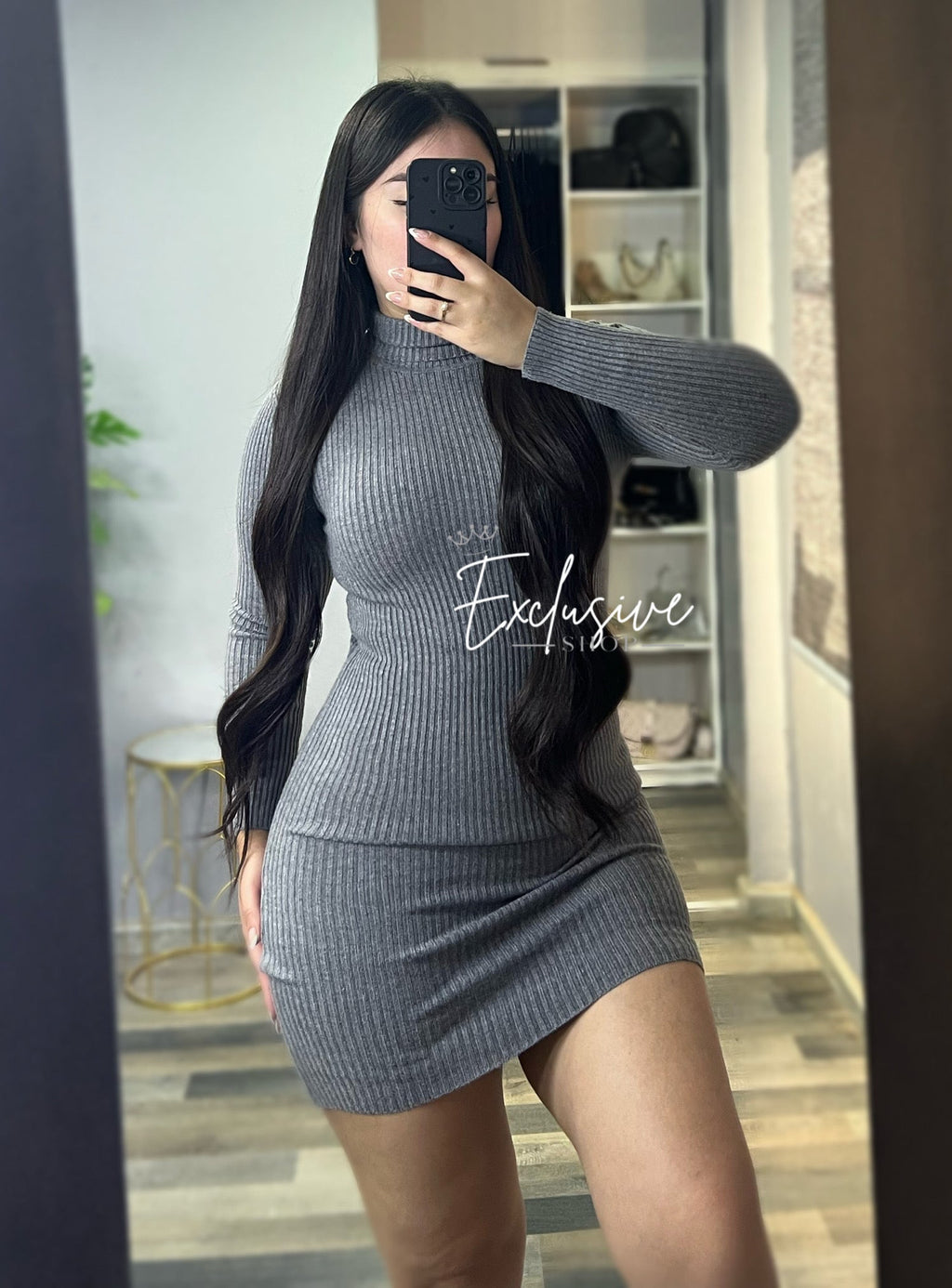 Vestido Lanilla Cuello Alto