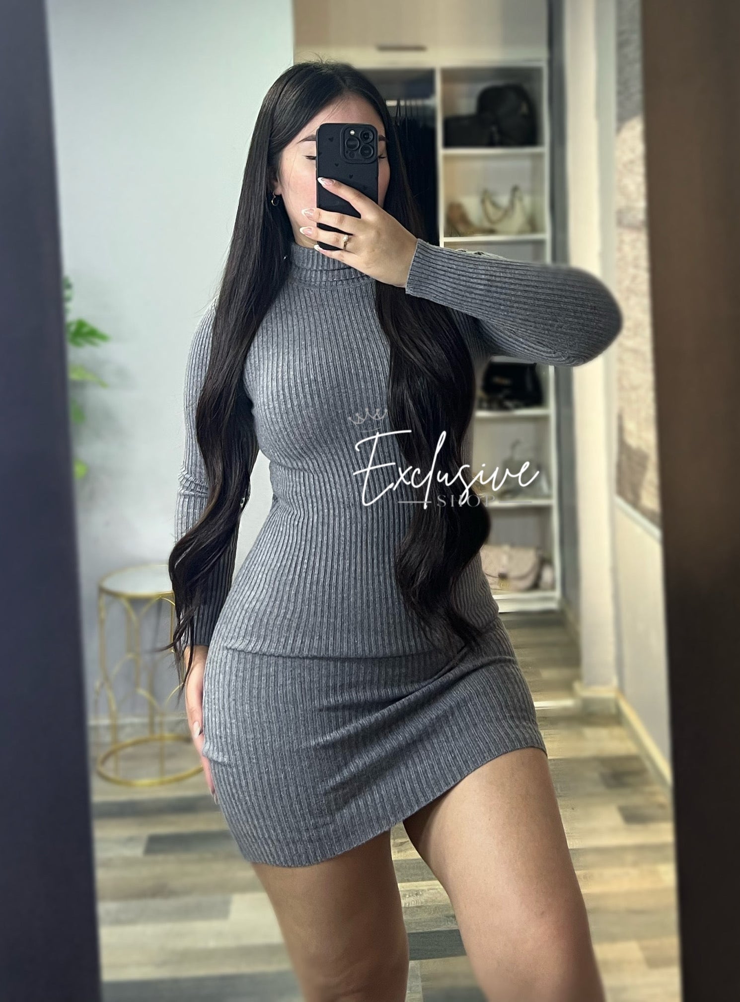 Vestido Lanilla Cuello Alto