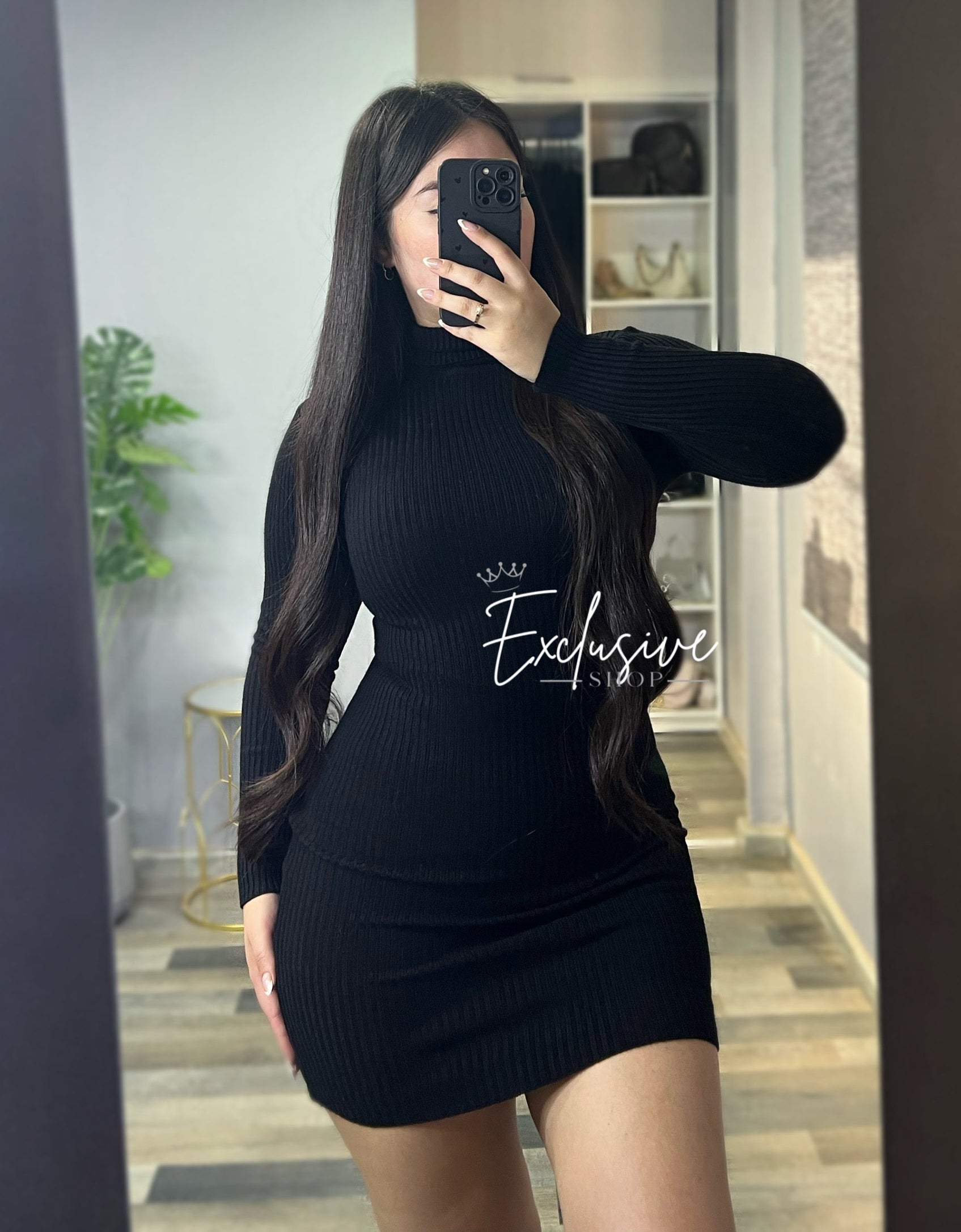 Vestido Lanilla Cuello Alto